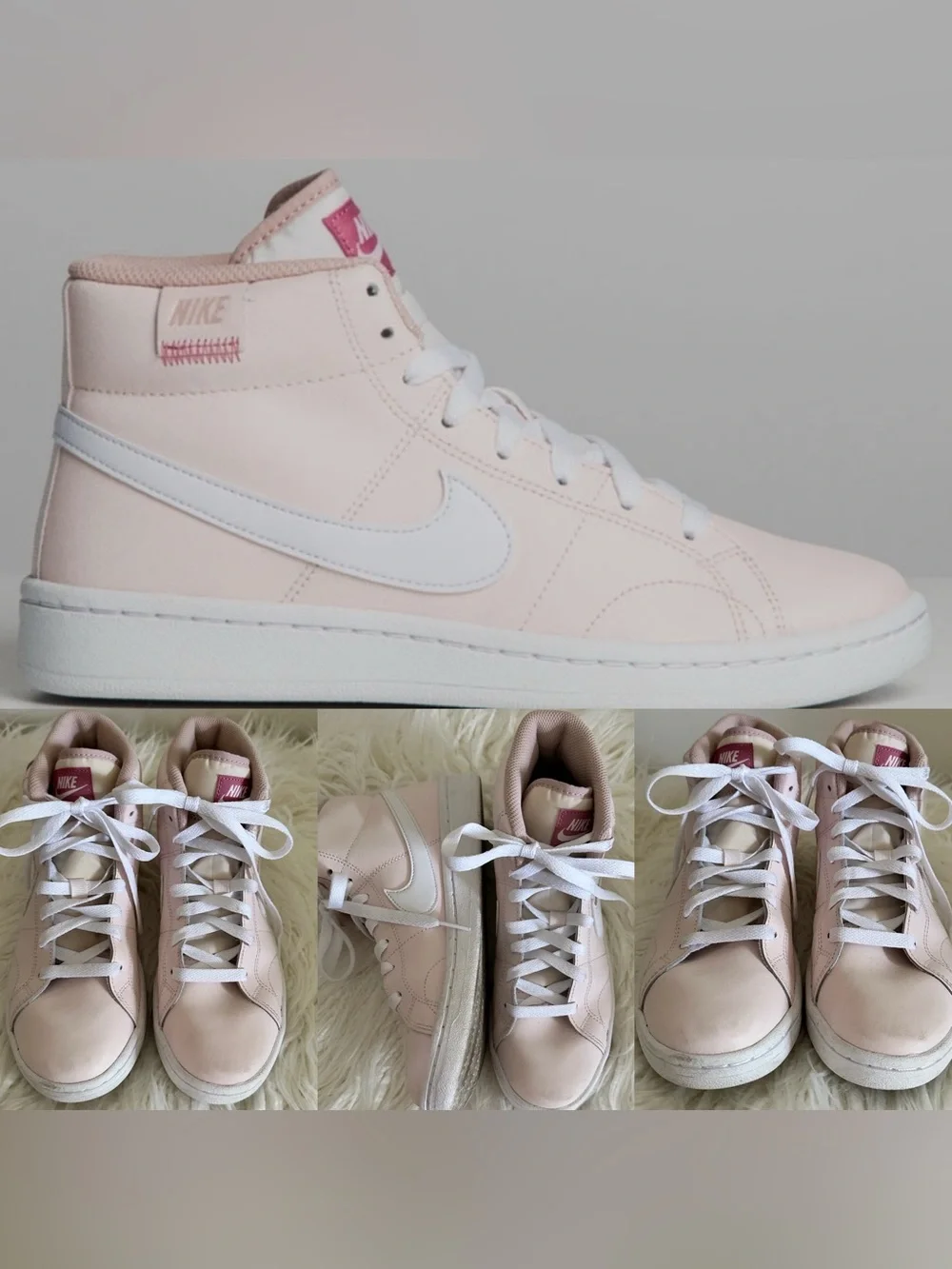 Nike WOMEN'S NIKE COURT ROYALE 2 MID SNEAKERS size 7 Pink White VGC